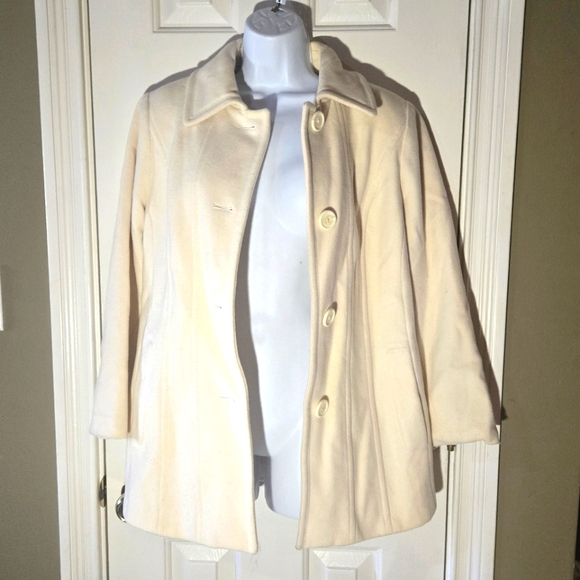 jason kole Jackets & Blazers - JASON KOLE Cream Wool Blend Lined Pea Coat White Dressy Classy Jacket Medium